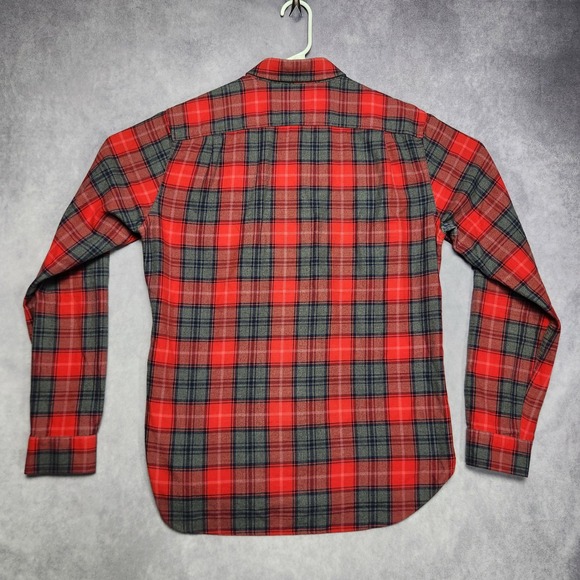 Bonobos Red Gray Plaid Flannel Slim Fit Long Sleeve Button Up Shirt Mens Medium - Picture 5 of 16
